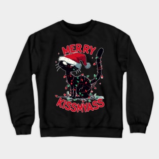 Black Cat christmas merry kissmyass Crewneck Sweatshirt